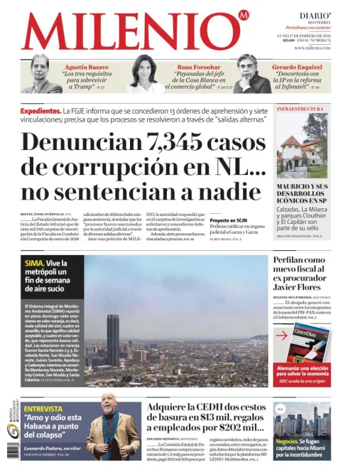 Portada de Milenio Monterrey