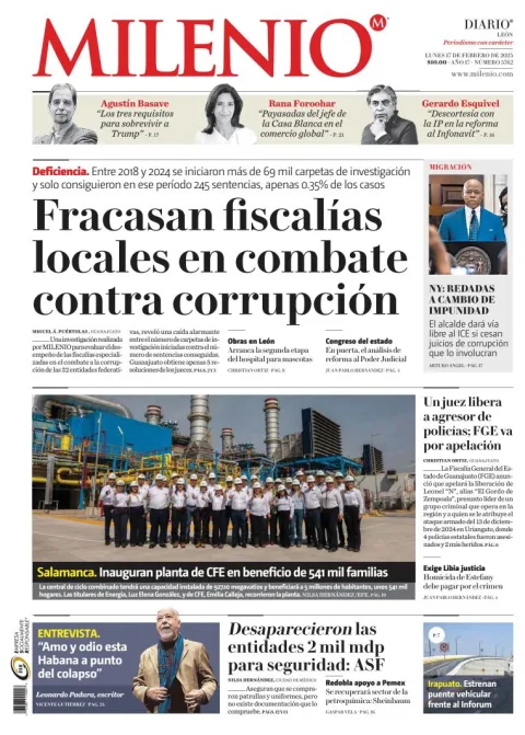 Portada de Milenio León del lunes, 17 de febrero de 2025