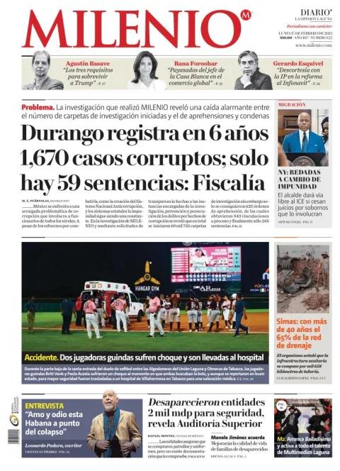 Portada de Milenio Laguna del lunes, 17 de febrero de 2025
