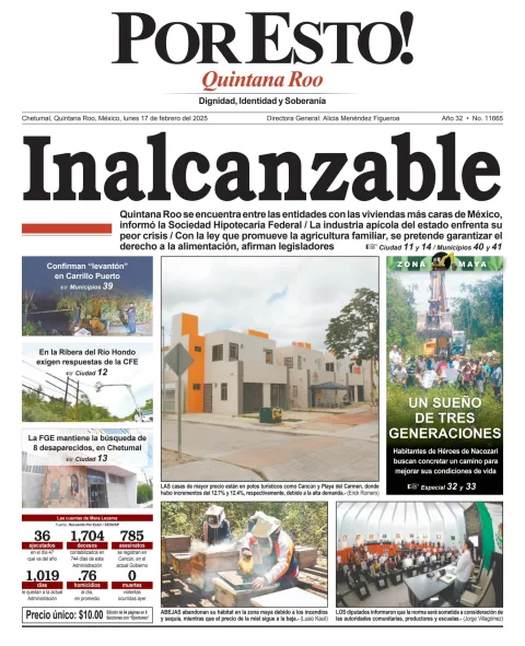 Portada de Por Esto (quintana Roo Chetumal) del lunes, 17 de febrero de 2025