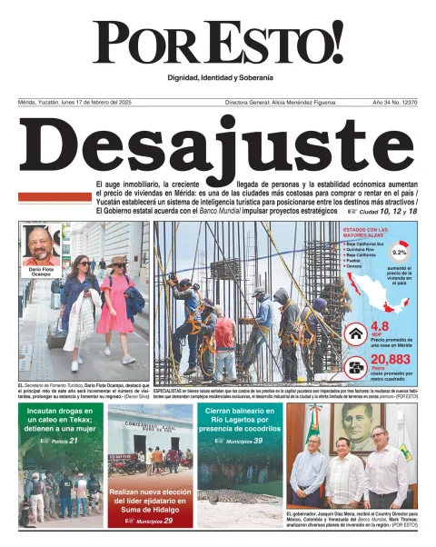 Portada de Por Esto (merida, Yucatan) del lunes, 17 de febrero de 2025