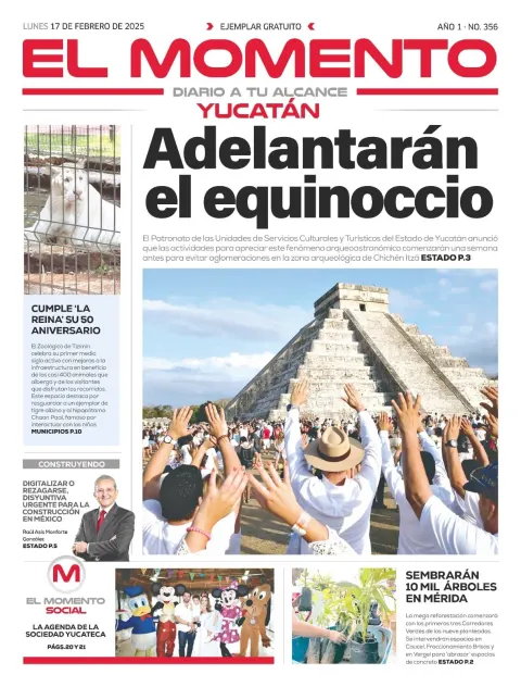 Portada de El Momento Yucatan del lunes, 17 de febrero de 2025