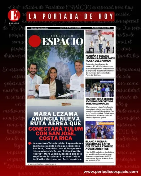 Portada de Periodico Espacio (contraportada) del lunes, 17 de febrero de 2025