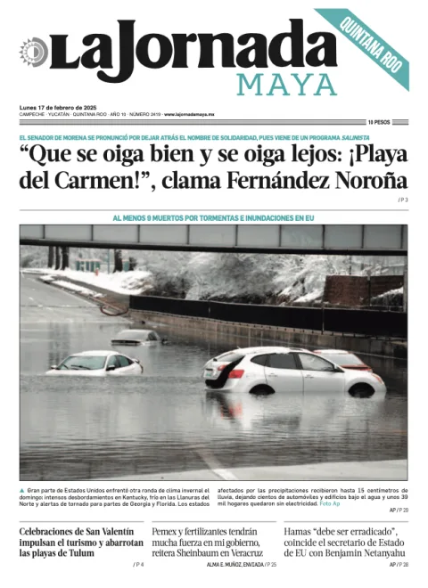 Portada de La Jornada Maya Quintana Roo del lunes, 17 de febrero de 2025