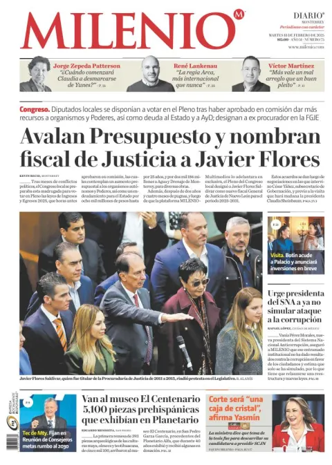 Portada de Milenio Monterrey del 2025-02-18