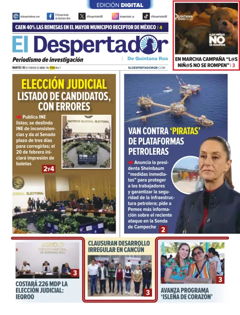 Portada de El Despertador de Quinatana Roo del 2025-02-18