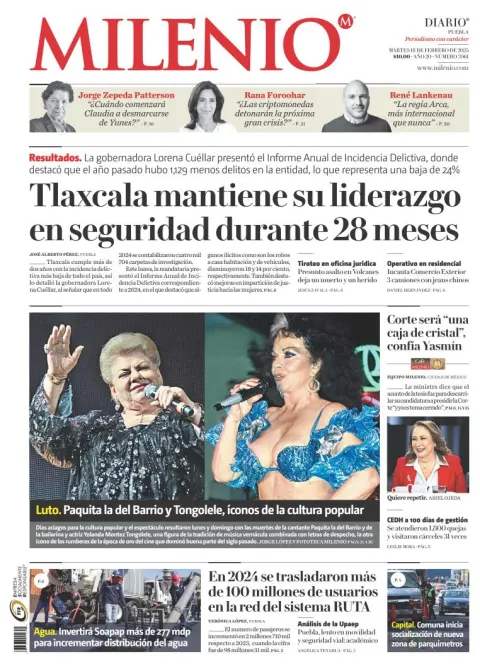 Portada de Milenio Puebla