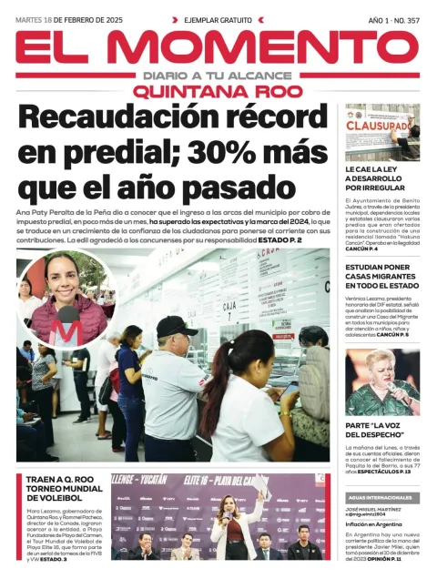 Portada de El Momento Quintana Roo
