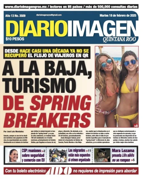 Portada de Diario Imagen Quintana Roo del martes, 18 de febrero de 2025