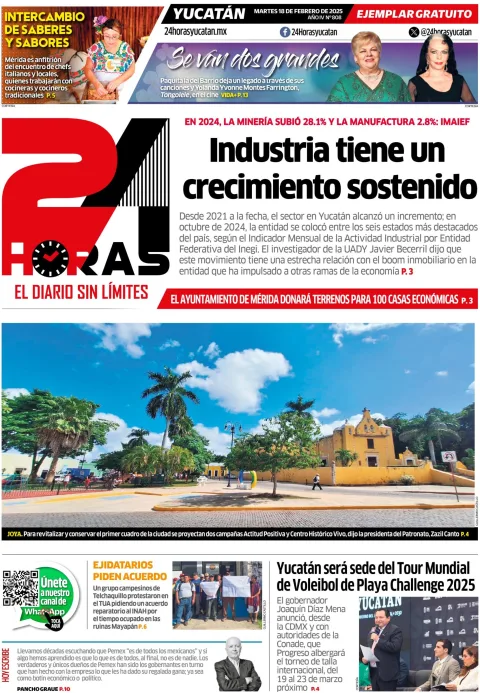Portada de 24 Horas Yucatan del martes, 18 de febrero de 2025