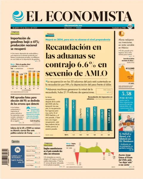 Portada de El Economista del martes, 18 de febrero de 2025