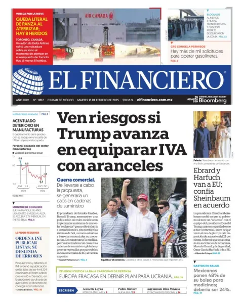 Portada de El Financiero del martes, 18 de febrero de 2025