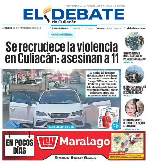 Portada de El Debate de Culiacán del martes, 18 de febrero de 2025