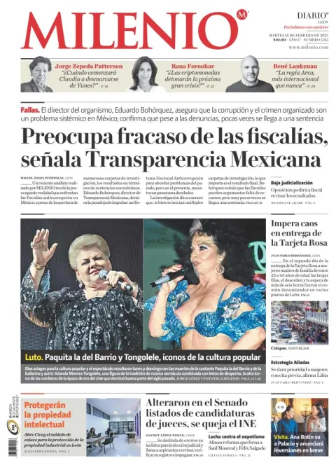 Portada de Milenio León del martes, 18 de febrero de 2025