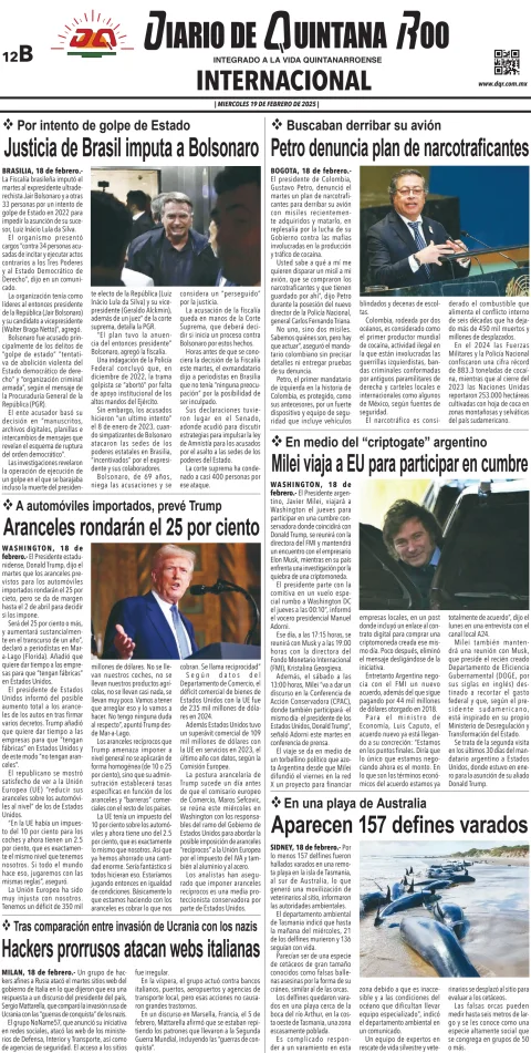 Portada de Diario de Quintana Roo (contra Portada)