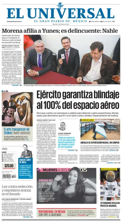 Portada de El Universal