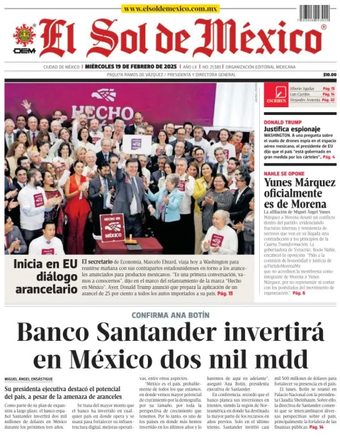 Portada de El Sol de México