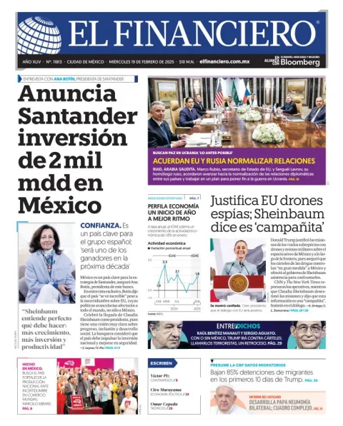 Portada de El Financiero del miércoles, 19 de febrero de 2025