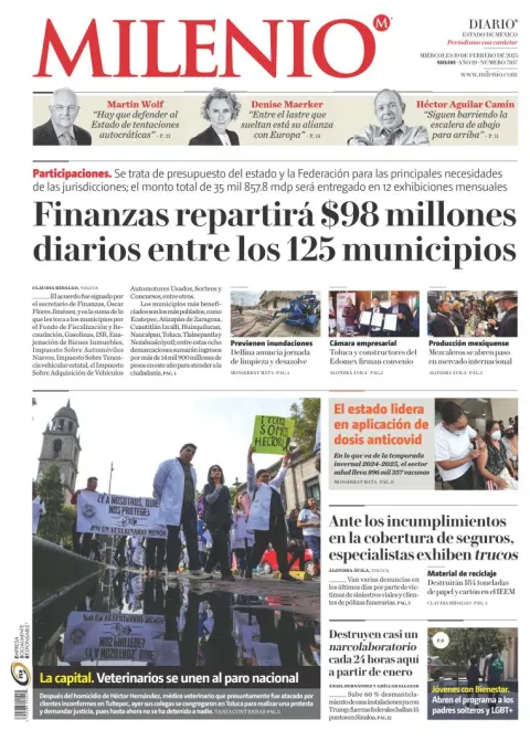 Portada de Milenio Edo de México del miércoles, 19 de febrero de 2025