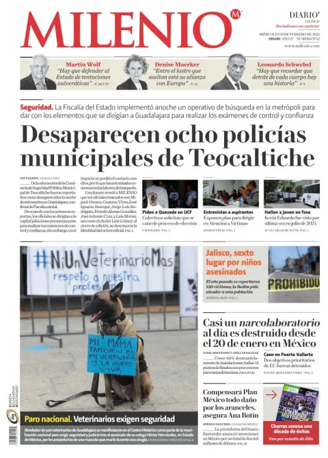 Portada de Milenio Jalisco del miércoles, 19 de febrero de 2025