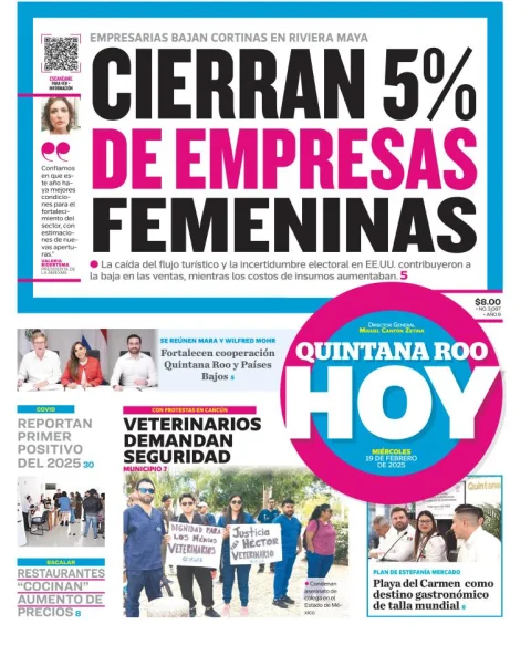 Portada de Quintana Roo Hoy del miércoles, 19 de febrero de 2025