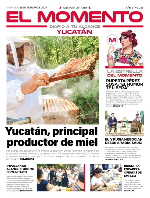 Portada de El Momento Yucatan del miércoles, 19 de febrero de 2025