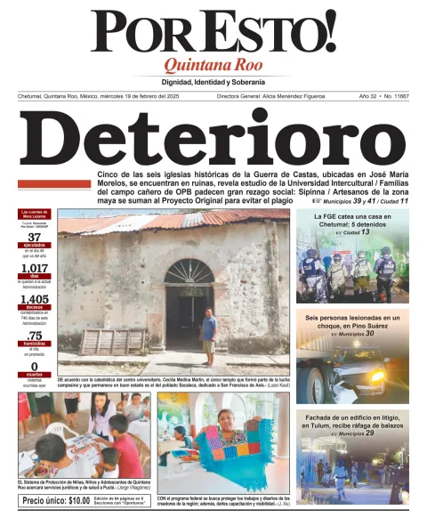 Portada de Por Esto (quintana Roo Chetumal) del miércoles, 19 de febrero de 2025