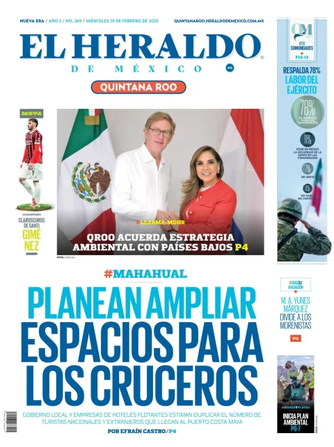 Portada de El Heraldo de Mexico - Quintana Roo del miércoles, 19 de febrero de 2025