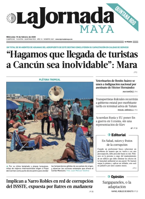 Portada de La Jornada Maya Quintana Roo del miércoles, 19 de febrero de 2025