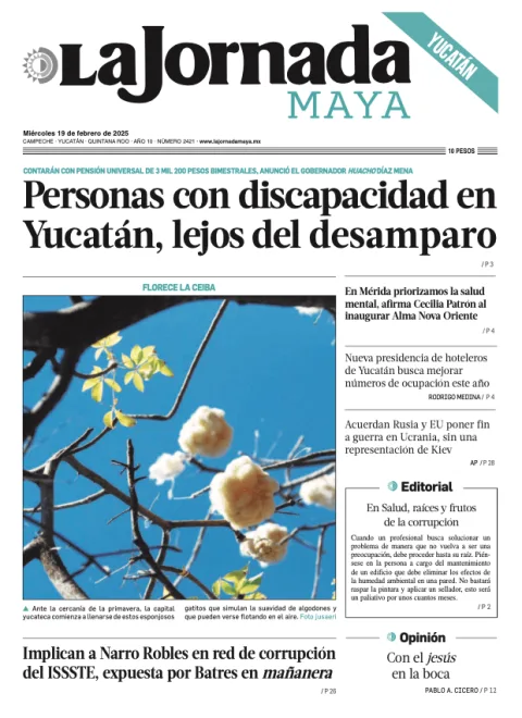 Portada de La Jornada Maya Yucatán del miércoles, 19 de febrero de 2025