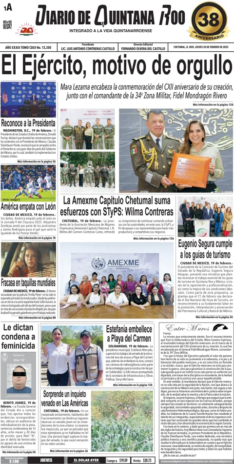 Portada de Diario de Quintana Roo (portada)