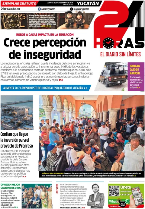 Portada de 24 Horas Yucatan