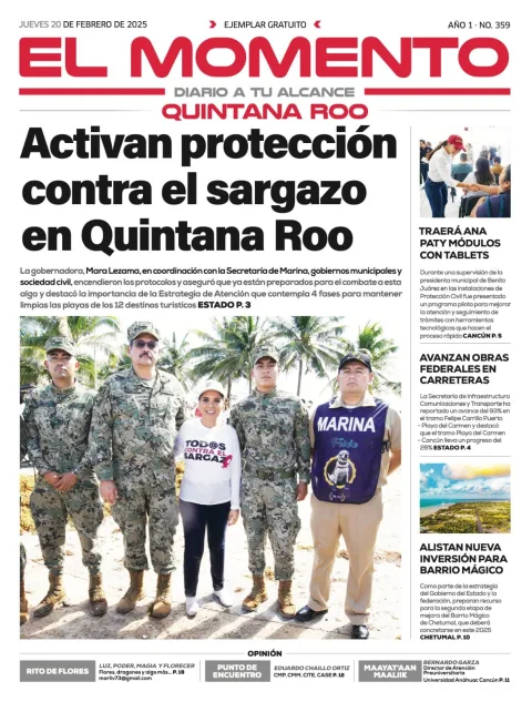 Portada de El Momento Quintana Roo del jueves, 20 de febrero de 2025