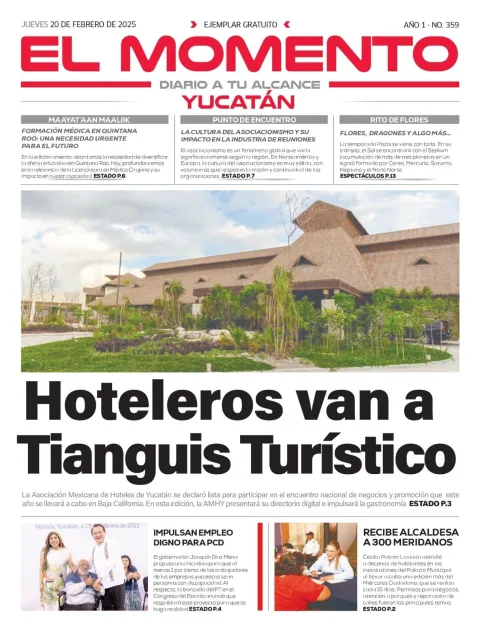Portada de El Momento Yucatan del jueves, 20 de febrero de 2025