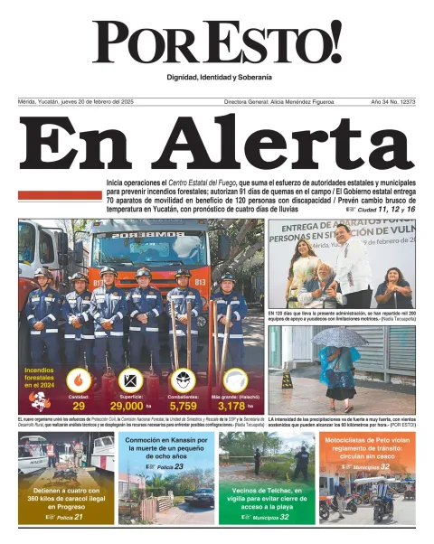 Portada de Por Esto (merida, Yucatan) del jueves, 20 de febrero de 2025