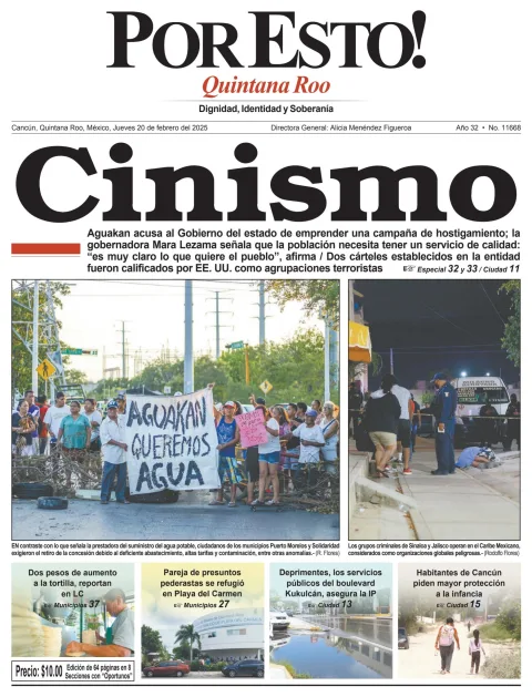 Portada de Por Esto (quintana Roo Cancun) del jueves, 20 de febrero de 2025