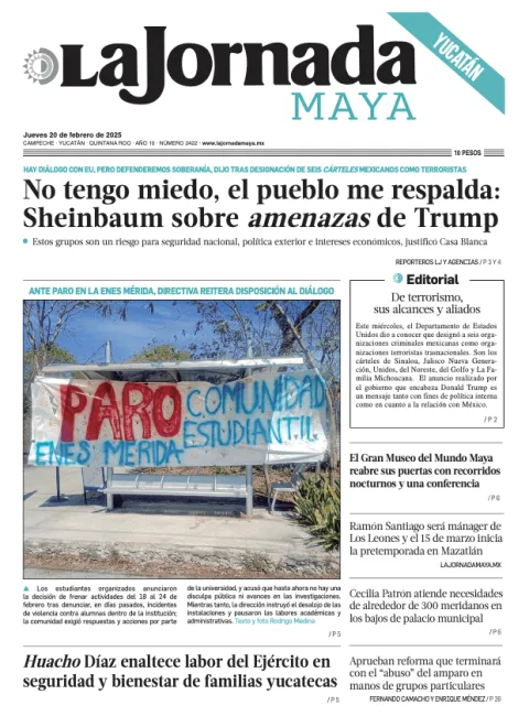 Portada de La Jornada Maya Yucatán del jueves, 20 de febrero de 2025