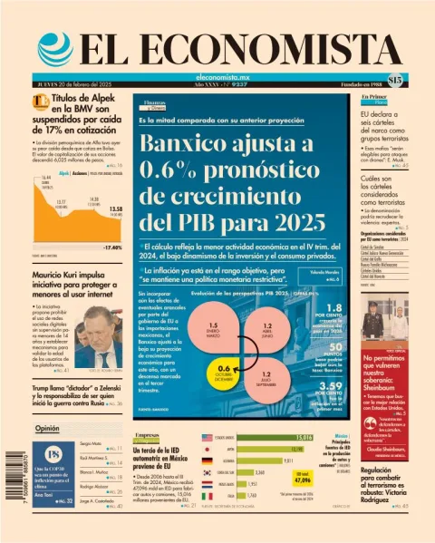 Portada de El Economista del jueves, 20 de febrero de 2025