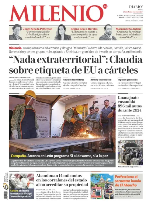 Portada de Milenio León del jueves, 20 de febrero de 2025