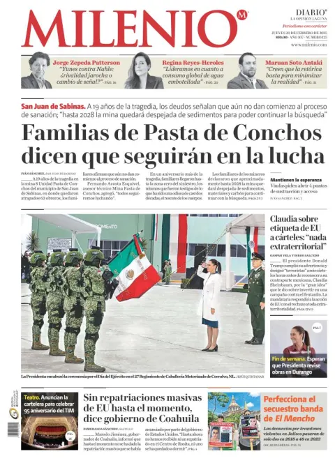 Portada de Milenio Laguna del jueves, 20 de febrero de 2025