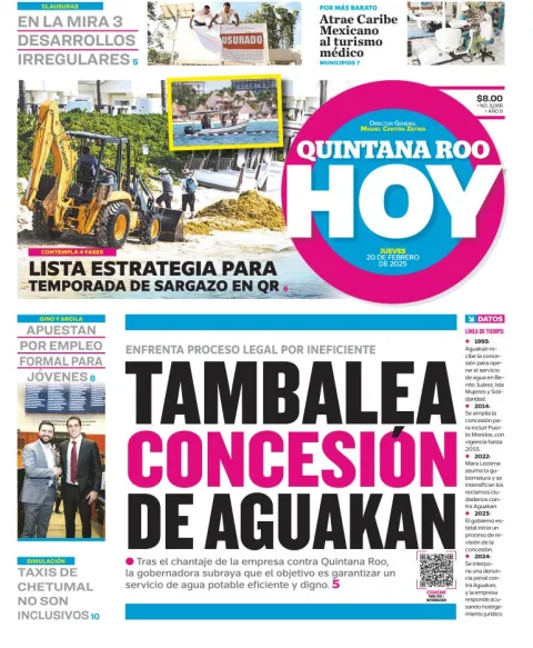 Portada de Quintana Roo Hoy del jueves, 20 de febrero de 2025
