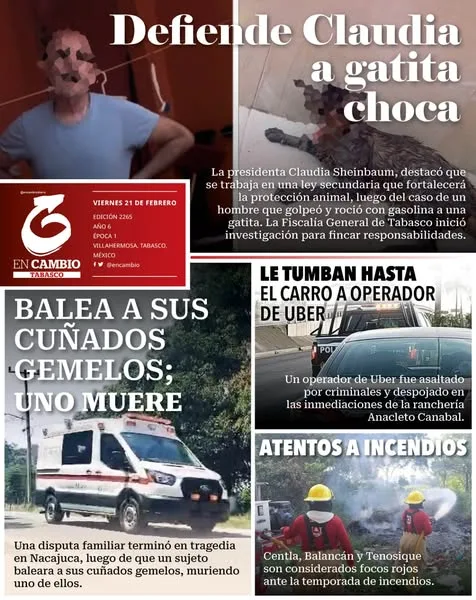 Portada de En Cambio - Tabasco (contraportada) del viernes, 21 de febrero de 2025