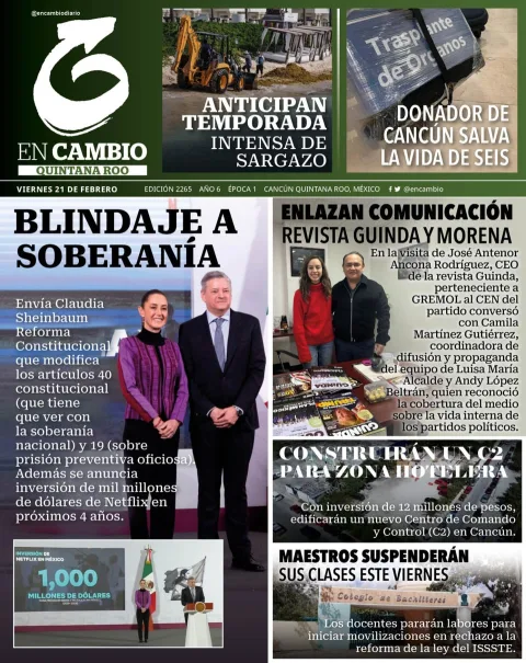 Portada de En Cambio - Quintana Roo (portada) del viernes, 21 de febrero de 2025