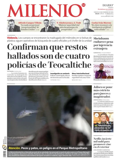 Portada de Milenio Jalisco del viernes, 21 de febrero de 2025
