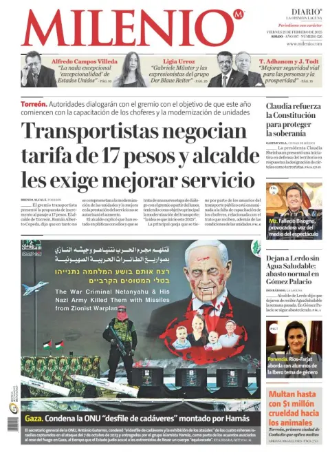 Portada de Milenio Laguna del viernes, 21 de febrero de 2025