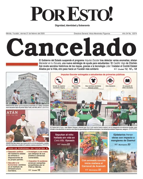 Portada de Por Esto (merida, Yucatan) del viernes, 21 de febrero de 2025