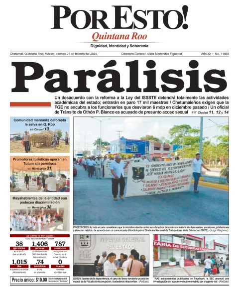 Portada de Por Esto (quintana Roo Chetumal) del viernes, 21 de febrero de 2025