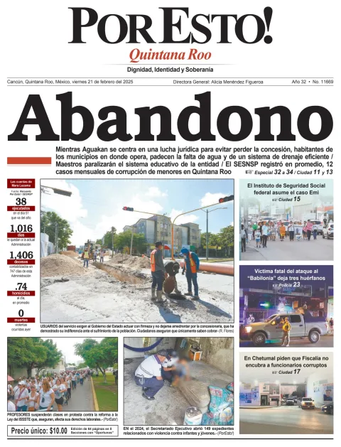 Portada de Por Esto (quintana Roo Cancun) del viernes, 21 de febrero de 2025