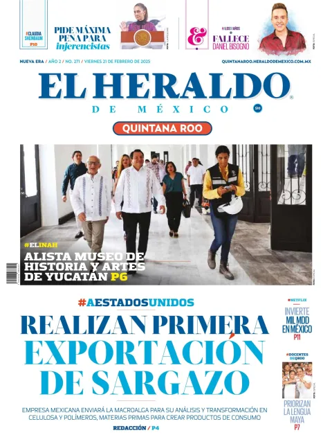 Portada de El Heraldo de Mexico - Quintana Roo del viernes, 21 de febrero de 2025