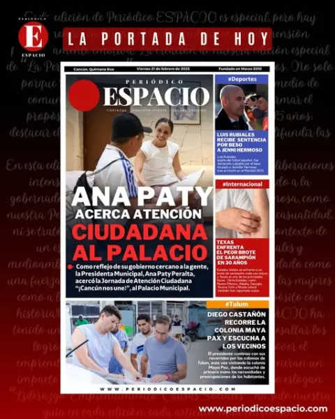 Portada de Periodico Espacio (contraportada) del viernes, 21 de febrero de 2025